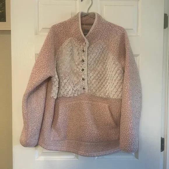 Simply Southern Pink Sherpa Pullover 1/4 snap Size XLarge - Picture 9 of 14